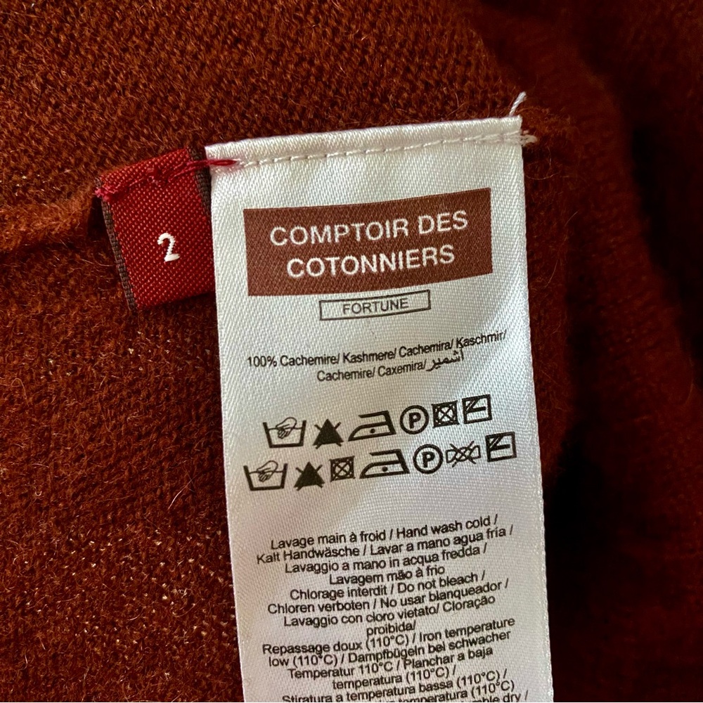NWOT Comptoir Des Cotonniers Brown Cashmere Crew Neck Sleeveless Sweater Size 2 - Picture 7 of 7